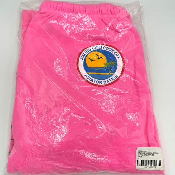 NWT Aviator Nation SET Malibu Chili Cook Off 2023 Neon Pink Sweatsuit matching - Picture 5 of 16